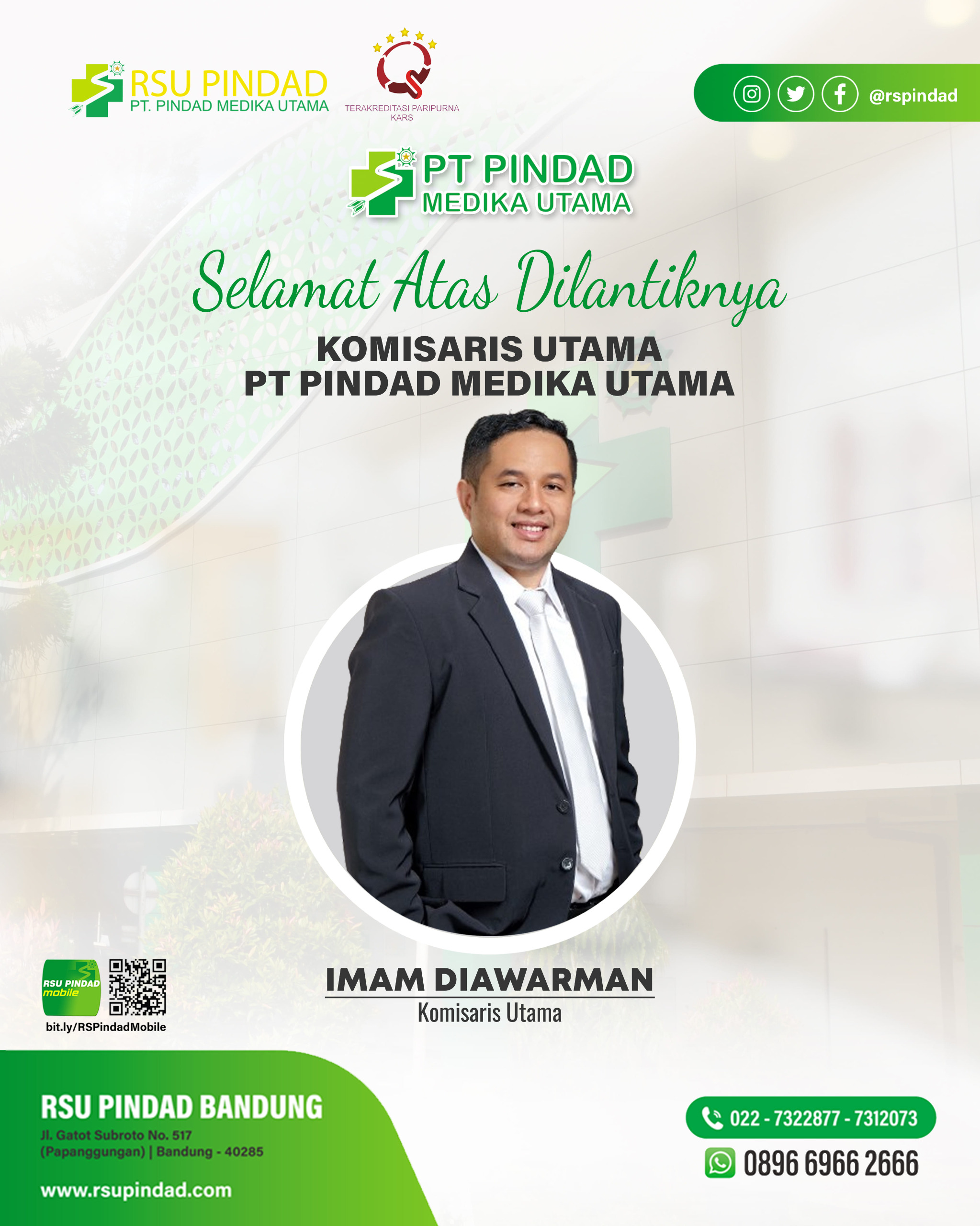 Selamat Atas Pelantikan Komisaris Utama PT Pindad Medika Utama